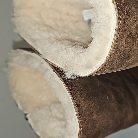 UGG Australia Kensington Toast Tall Shearling Boots Brown Leather Size 7 VGUC - Picture 13 of 16